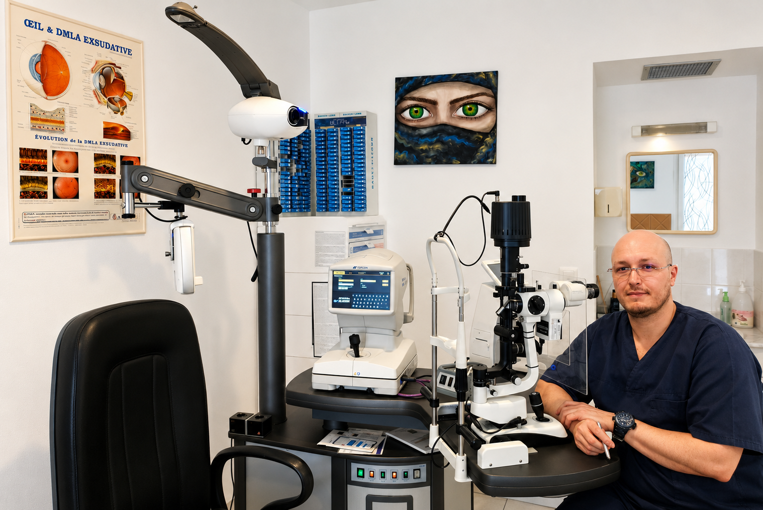 Dr Musaab ABU-BAKR dans son cabinet d'ophtalmologie à Saint-Raphaël
